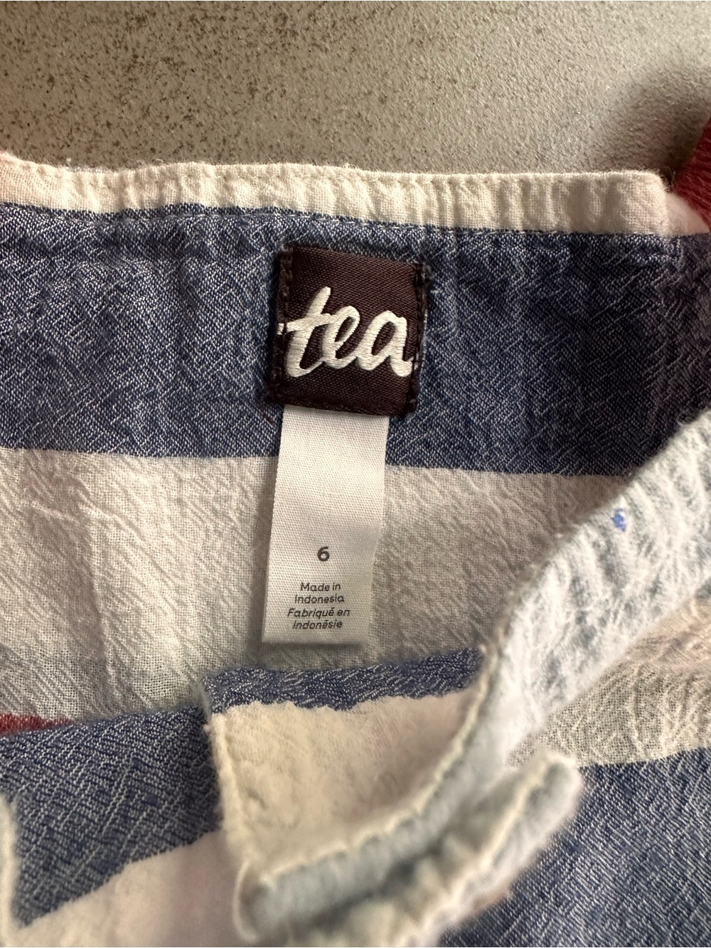 Tea Collection size 6 Chalk Stripe Button Front red white and blue dress - Picture 4 of 7